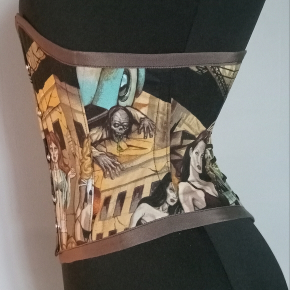 "Undead Elegance: Handmade Victorian Zombie Corset"ready to ship - Picture 3 of 6